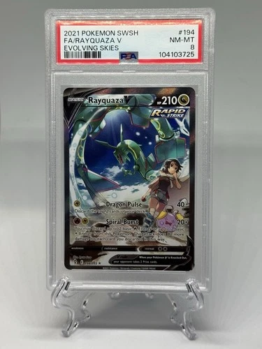 Pokemon 2021 Evolving Skies Rayquaza v Alt Art Card 194/203 PSA 8