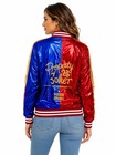 Ladies Womens Suicide Squad Cosplay Metallic Harley Bikers Quinn Bomber Jacket