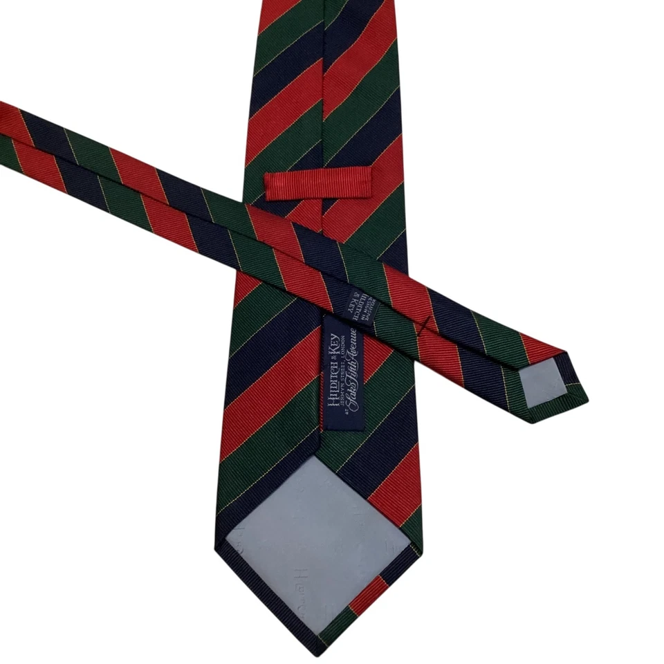 HILDITCH и ключ мужчин 100% шелк галстук дизайнерский в полоску красный/синий/зеленый редкая - Изображение 3 из 3