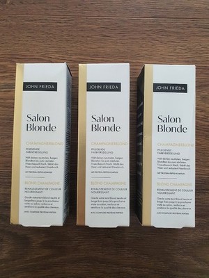 3 x John Frieda Salon Blonde pflegende Farbveredelung Haarfarbe CHAMPAGNERBLOND