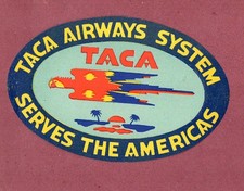 Airline luggage label TACA South & Central America #410