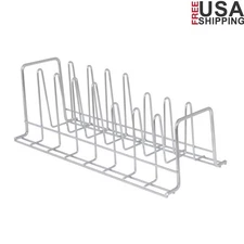 Lid Organizer Rack W/ 8 Dividers Kitchen Storage Pot Pan Dish Holder Steel Frame