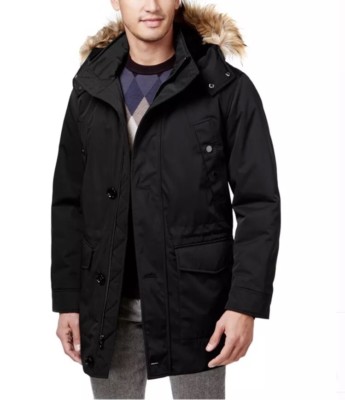 Ryan Seacrest Distinction Faux-Fur Detachable Hood Insulated Parka Coat Small