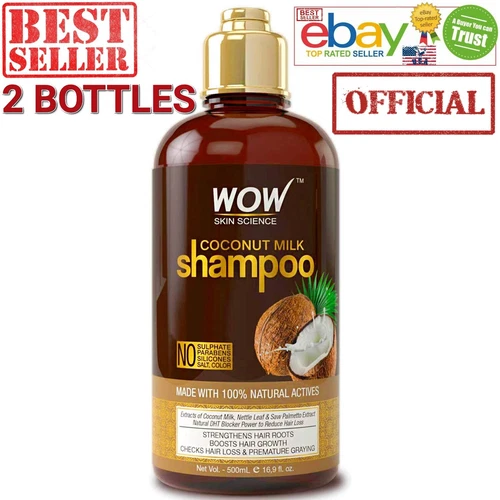 WOW 2 BOTTLES OFFICIAL Skin Science Coconut Milk Shampoo Dht Blockers 600 Ml