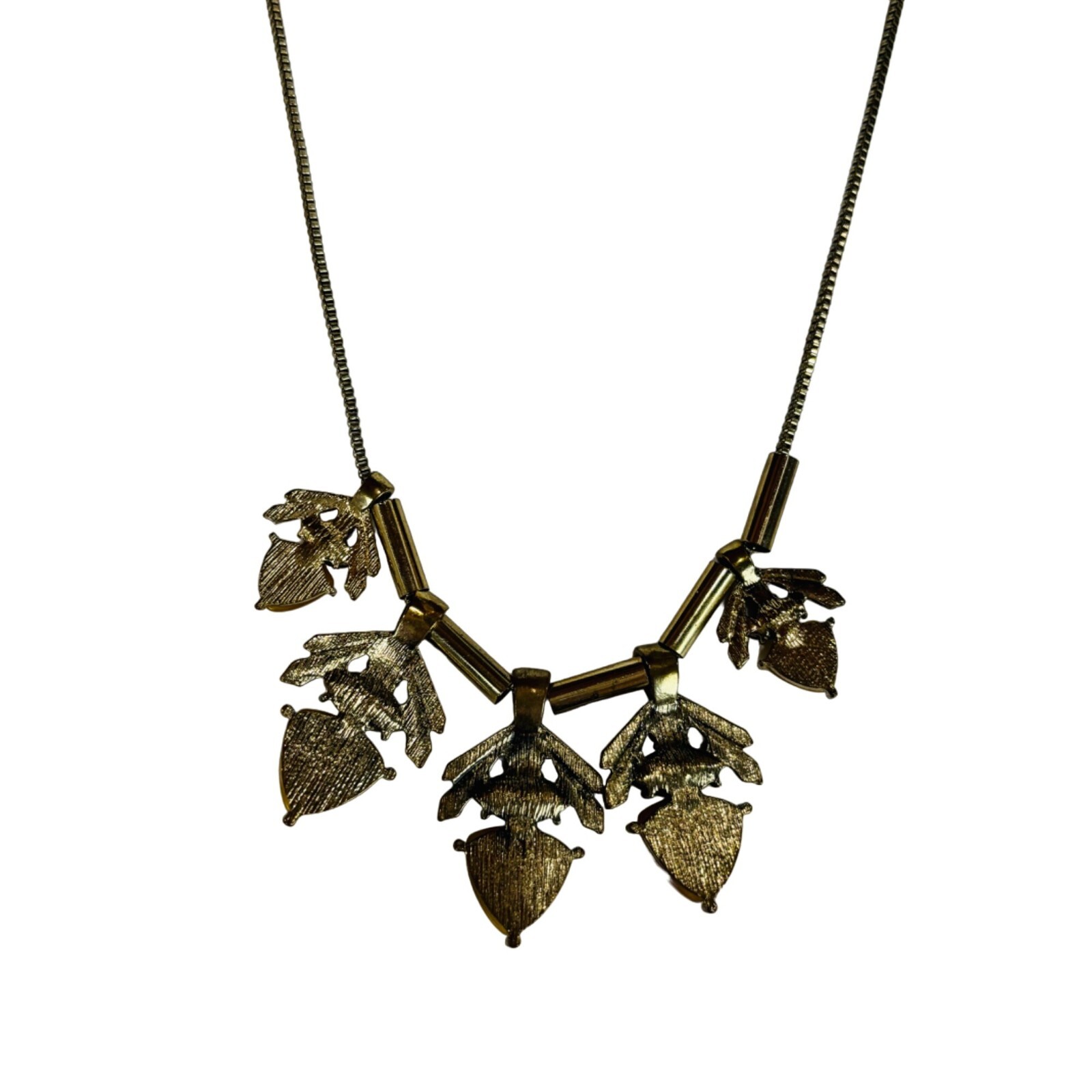 Large Beaded Statement Bib Necklace Gold Red Gree… - image 5