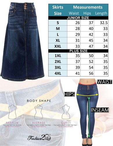 Women's Juniors/Plus Size Long A-Line Stretch Denim Maxi Skirt - Picture 8 of 23