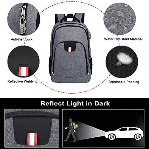 Mochila escolar impermeable para hombres antirrobo con puerto de carga USB - Imagen 3 de 6