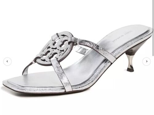 Tory Burch Geo Bombe Miller Sandals Shoes Silver Sz 37/7 $298