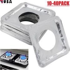40Pcs Aluminum Foil Square Gas Burner Disposable Bib Liners Stove Covers New USA