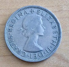 GREAT BRITAIN UK 1962 Two Shillings Coin Queen Elizabeth II  Free Shipping