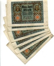 GERMANY 1920 100 MARK 6 NOTE CURRENCY LOT 6 DIGIT CIRCULATED 7162L