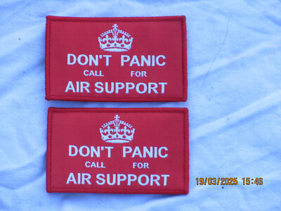 DONT PANIC CALL FOR AIR SUPPORT,Unit ID Morale Patch,Klett ,Abzeichen,rot,2x