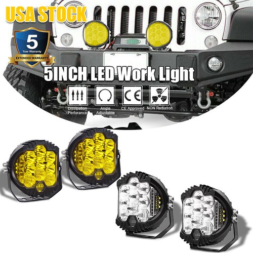 2PCS 5 inch LED Work Light Pods Spot Flood Combo Fog Lamp Of