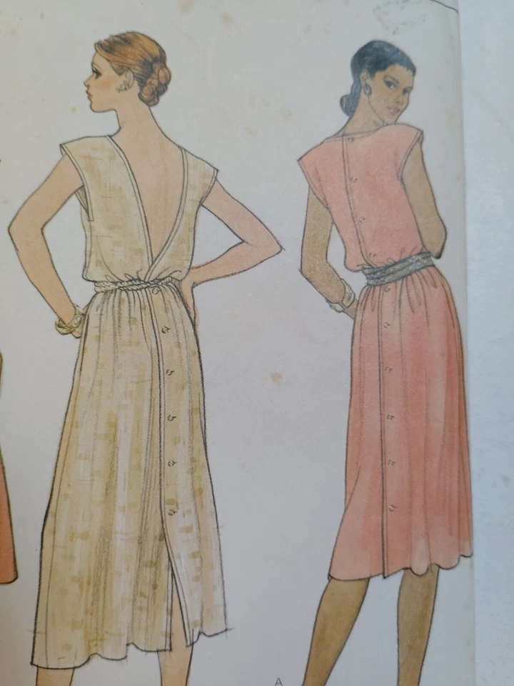 Vogue 7934 Dress Sewing Pattern Ladies 8 Very Easy V Back Loose Evening Pullover - Image 3 of 4