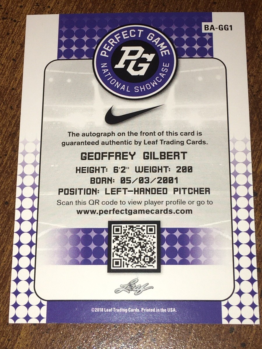 GEOFFREY GILBERT 2018 Leaf Perfect Game AUTOGRAPH #21/50 Clemson GEOFFREY GILBERT 2018 Leaf Perfect Game AUTOGRAPH #21/50 Clemson