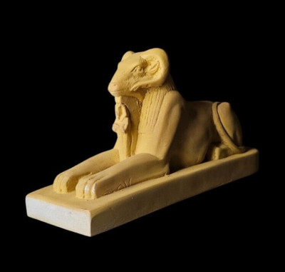 Ram Headed God Amon Ra Statue Protecting King Tutankhamun , Rare Antique BC