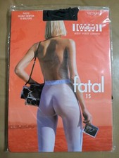 Wolford Helmut Newton Fatal 15 18076 Black Medium Stockings Hose Tights VTG NIP