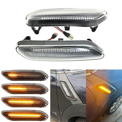 2x Clear Lens Side Indicator Repeater Light For Mini Countryman R60 Paceman R61