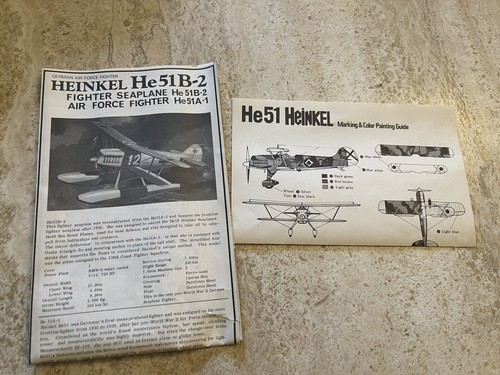 1:72 Scale He51B-2 Heinkel German Fighter Sea Plane Hasegawa Nazi - Picture 8 of 15