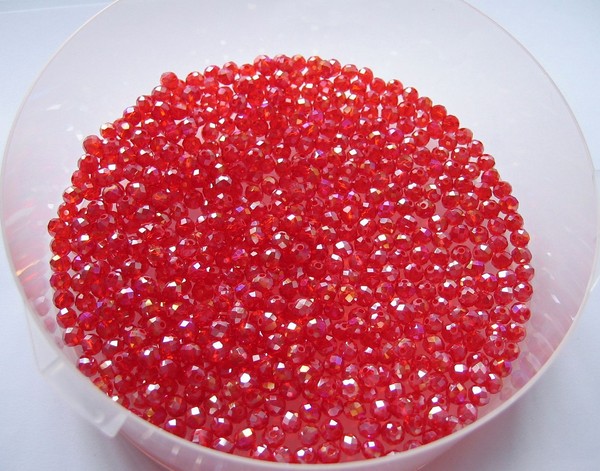 Rondel CRISTAL AB 4x6mm 100 piezas color rojo