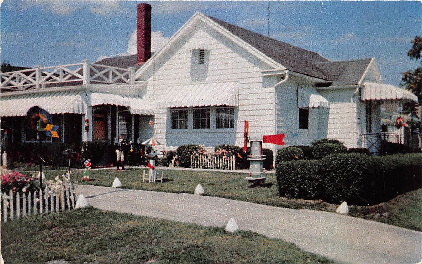 Galion Ohio 1960s Postcard Home of Owen W. Carmel Realtor Lawn Jockey