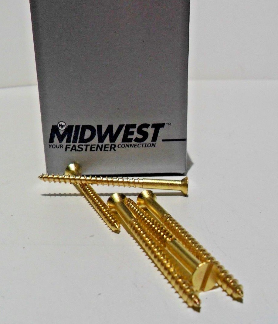 Midwest Fastener #8 Slotted Solid Brass Flat Head Wood Screws - 100 Count, Assorted Lengths