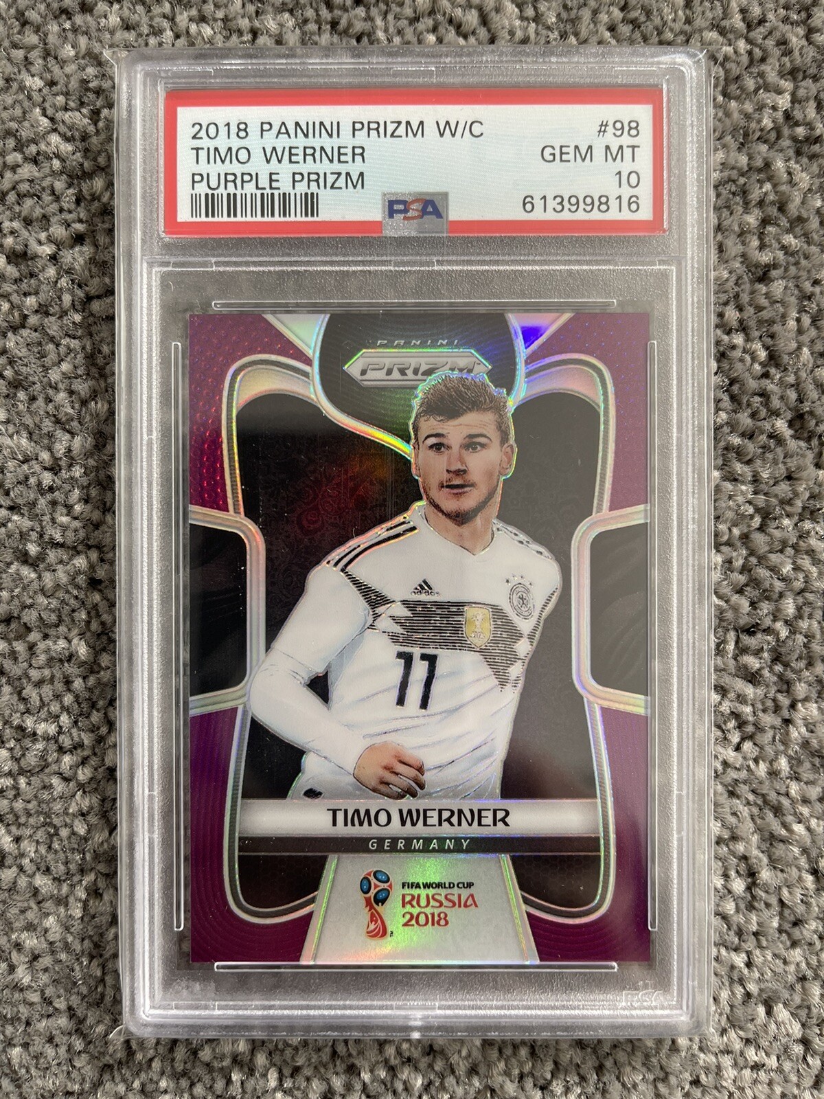 2018 Panini Prizm World Cup Purple Prizms Timo Werner ROOKIE RC /99 #98 PSA 10