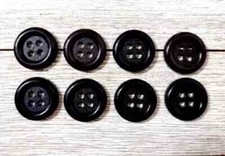 black plastic sewing buttons 4 holes 3/4 inch 8pc new