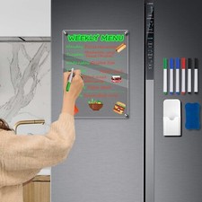 Magnetic Acrylic Dry Erase Board for Fridge, Blank Board 16x12 Transparent Clear