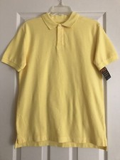 NWT Cherokee Boys Size L 12/14 Yellow Short Sleeve Ultimate Polo Shirt