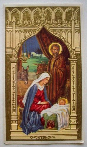 Carte de voeux de Noël vintage en relief crèche Charles R Thomson *EE9 - Photo 1/3