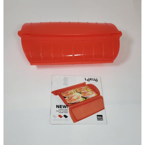 Lekue Steam Case 1-2 people Orange Microwave Oven Safe Silicone Dishwasher safe - Picture 1 of 11