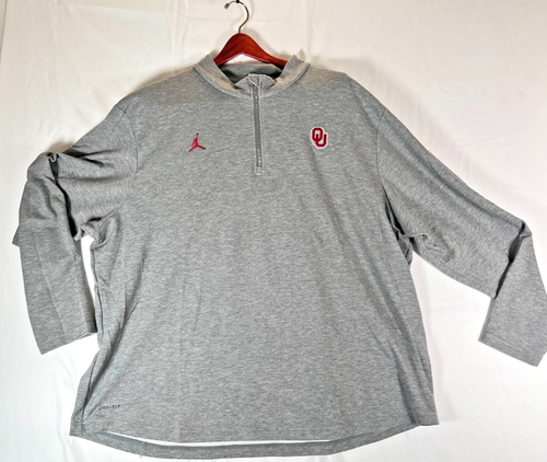 Jordan University Oklahoma Sooners 1/4 Zip Pullover Men's 3Extra Large 3XL Gray