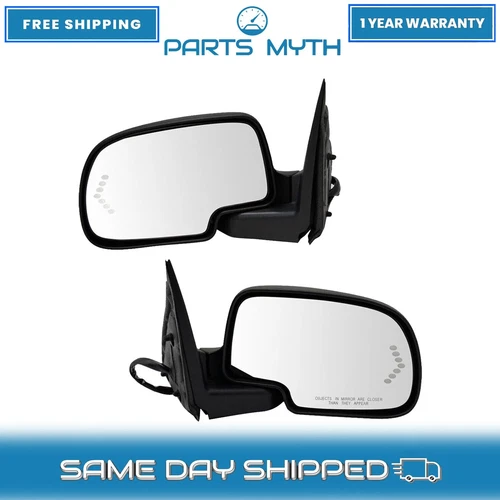 NEW Mirror Power Folding Heated Memory Turn Signal PTM Set For 2003-06 GMC Chevy