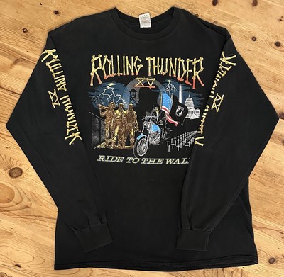Vintage 2000s 2002 Rolling Thunder Ride To The Wall Long Sleeve Biker Tee XXL