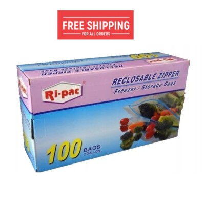 Ri-Pac Heavy Duty Zipper Freezer Storage Bags   2 Gallon, 100 Count