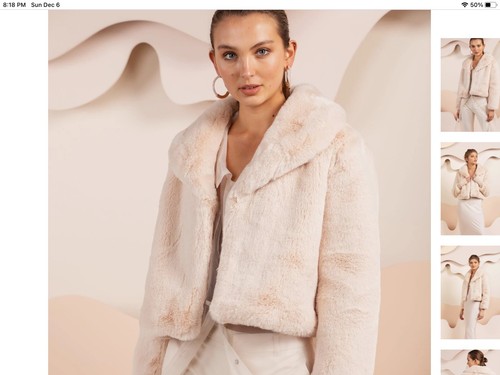 BUBISH FAUX FUR MILAN CROP OATMEAL 