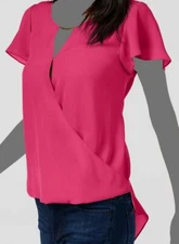 $70 I.N.C Concepts Womens Pink High-Low Hardware-Detail Blouse Top Size XS