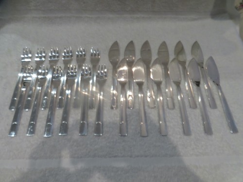 1930 French silver-plated 24p fish cutlery set Christofle Gabon art deco - Picture 2 of 11