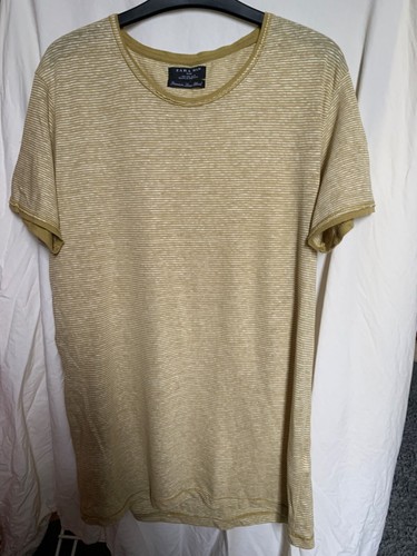 Zara Mens Premium Linen blend striped T- Shirt size 40 (L)