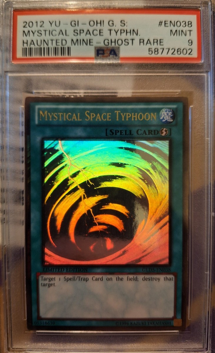 Yugioh Ghost Rare Mystical Space Typhoon GLD5-EN038 PSA 9 Haunted