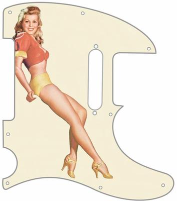 Custom Schlagbrett Tele Telecaster Guitar Pickguard Graphic Custom Fit Fender 8H Hole Pin Up Ooops BK Pickguard Für Fender Tele 8 Loch, Pin Up Design Custom