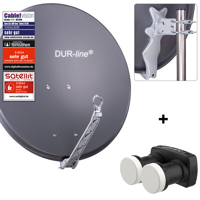 DUR-line Select 80cm Alu Sat Antenne A+H Monoblock Single 1 Teilnehmer GRAU