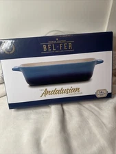 14" Rectangular Ceramic Baker Bel-Fer Blue Andalusian Collection Dwellsix - New