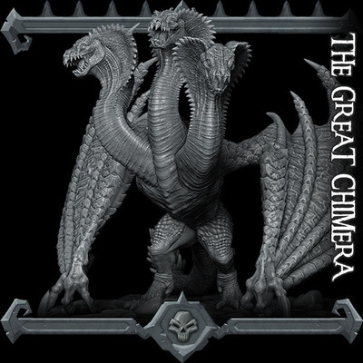 THE GREAT CHIMERA Beast Resin 3D Printed Fantasy Miniature D&D Tabletop RPG