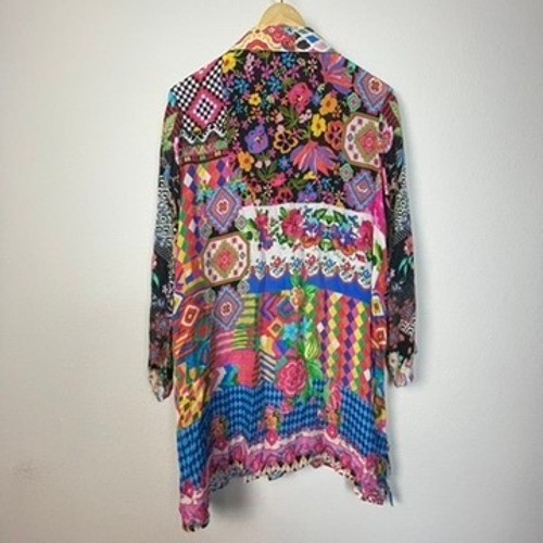 Shana Patchwork Boho Button Down Long Sleeve Shir… - image 7
