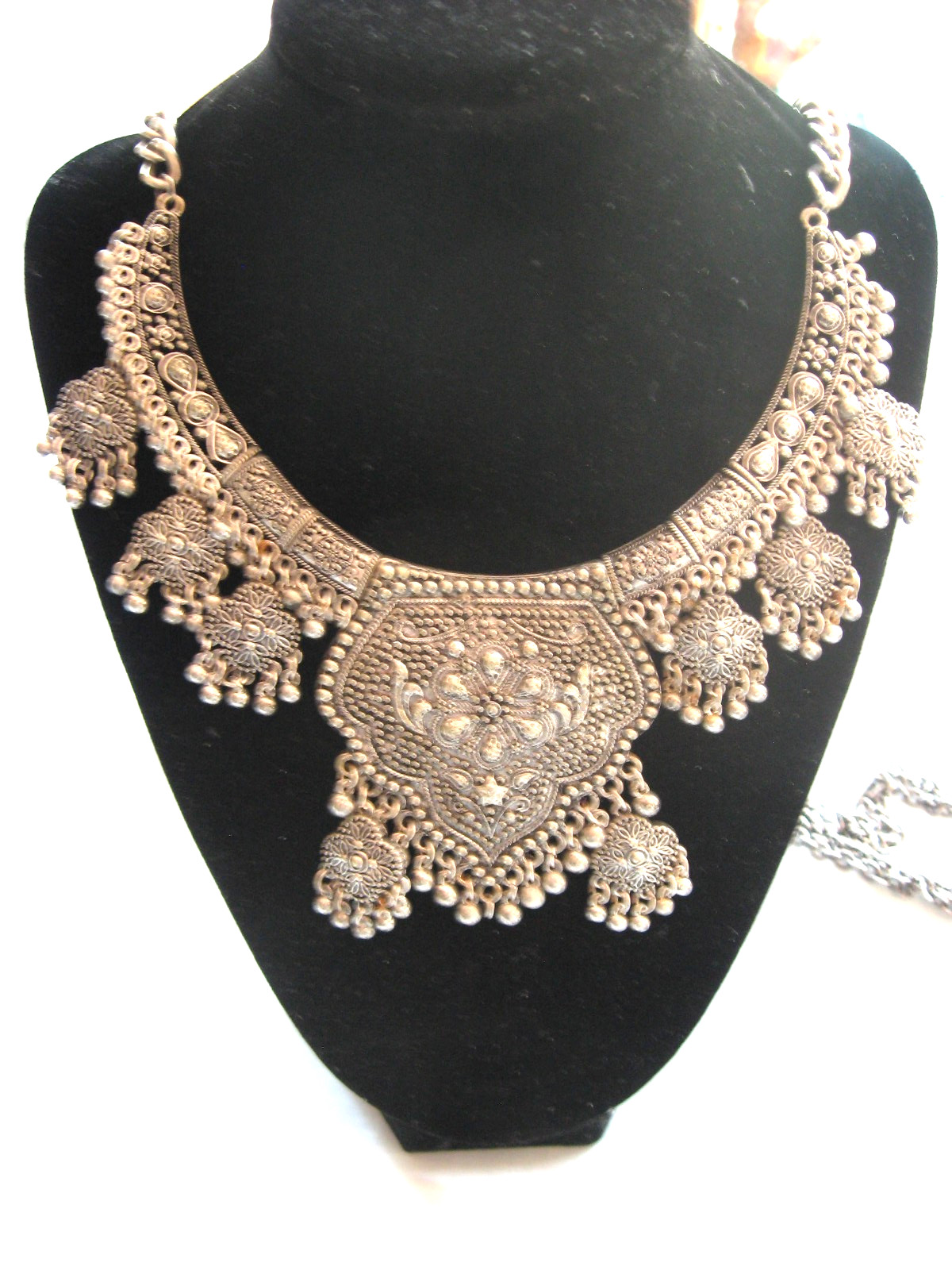 Three Middle Eastern Style Silver Tone Necklaces - image 4