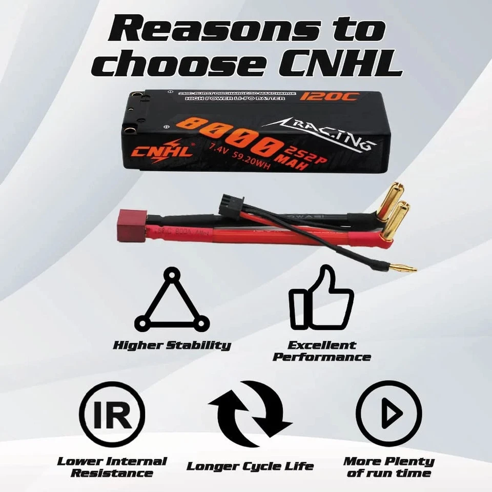 2s Lipo Battery 8000mAh 120C 7.4V Hard Case Lipo Battery with Deans Plug... - Image 4 of 4