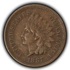1867 1c Indian Head Small Cent - Original XF Semi Key Date - SKU-Y6496