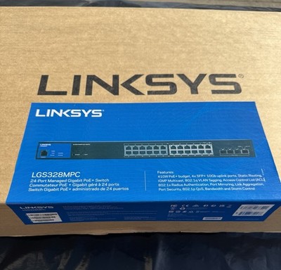 Linksys LGS328MPC 24-Port Managed Gigabit PoE+ Rack Mount Switch SFP+ Gigabit